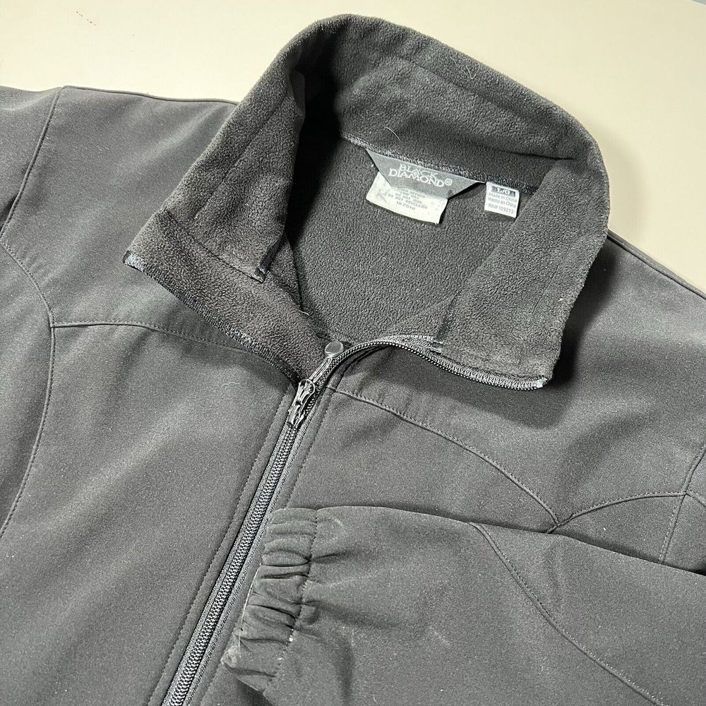 Black Diamond Womens Soft Shell Full Zip Jacket Black Large Fleece Lined Outdoor